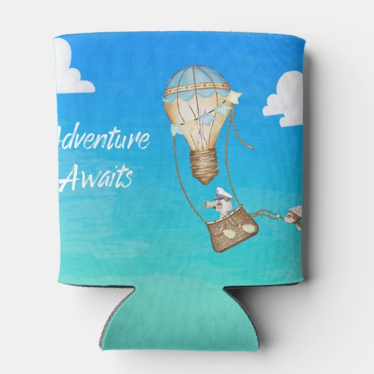 冒険が熱気球のサルの動物を待つ 缶クーラー (裏面)