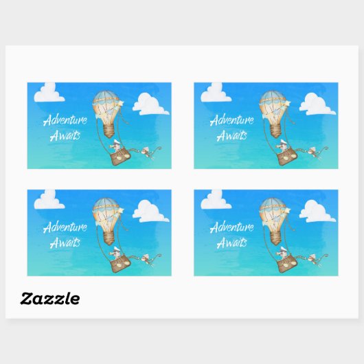 冒険が熱気球のサルの動物を待つ 長方形シール (シート)