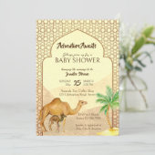 冒険が砂漠のベビーラクダ赤ちゃんシャワーを待つ 招待状 (スタンド正面)