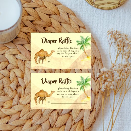 冒険が砂漠を待っているベビーラクダおむつラッフル エンクロージャーカード
