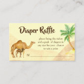 冒険が砂漠を待っているベビーラクダおむつラッフル エンクロージャーカード (正面)