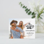 冒険が結婚式を開始する日付写真を保存 ポストカード (スタンド正面)