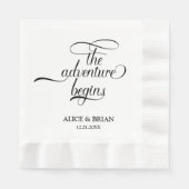 冒険が結婚披露宴のカクテルを始める 縁ありランチョンナプキン (正面)