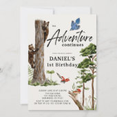 冒険が続くベアフォレスト1歳の誕生日 招待状 (正面)