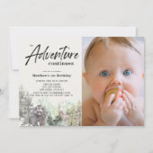 冒険が続く最初の誕生日の写真 招待状 (正面)