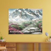 冒険が美しい山のハイキングトレイルを待つ キャンバスプリント (インサイチュ (リビング))