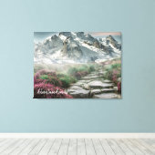 冒険が美しい山のハイキングトレイルを待つ キャンバスプリント (インサイチュ (ウッドフロア))