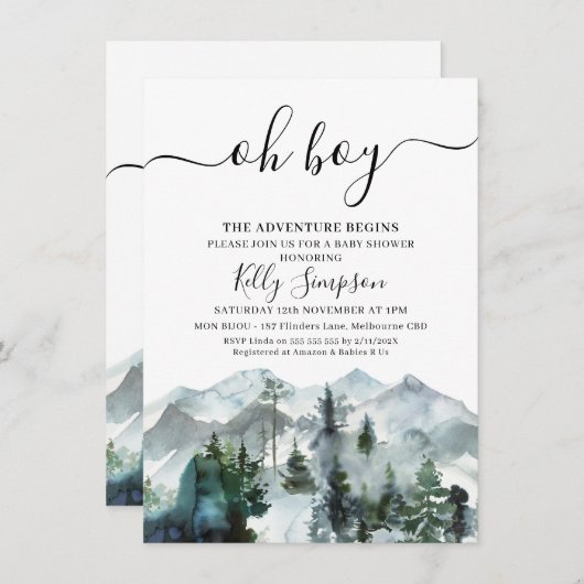 冒険が荒野の赤ちゃんシャワーを始める 招待状 (正面/裏面)