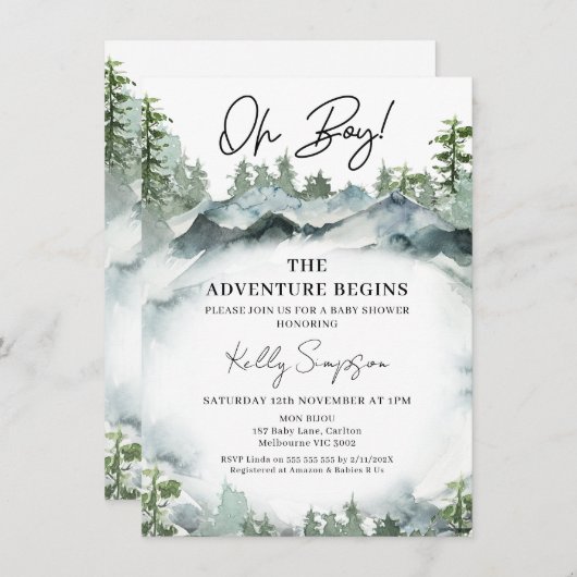 冒険が荒野を始めるシーン赤ちゃんシャワー 招待状 (正面/裏面)