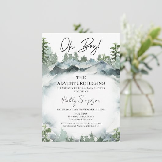 冒険が荒野を始めるシーン赤ちゃんシャワー 招待状 (スタンド正面)