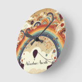 冒険が虹と熱気球を待つ ラウンド壁時計 (傾斜)