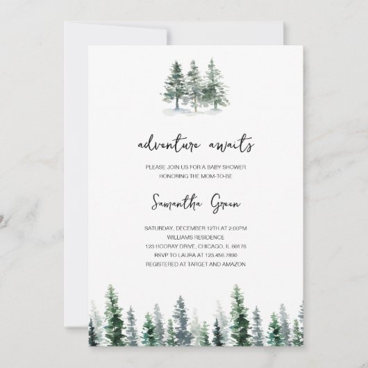冒険が赤ちゃんシャワーを待つ 招待状 (正面)