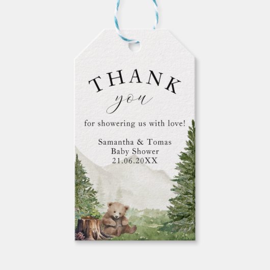 冒険が赤ちゃん男女兼用のシャワーを待つ ギフトタグ (正面)