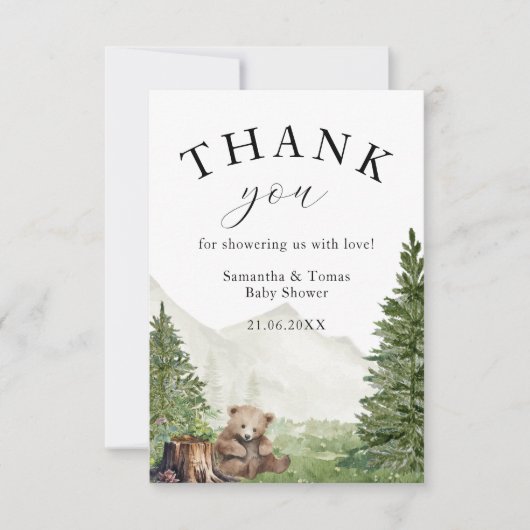 冒険が赤ちゃん男女兼用のシャワーを待つ サンキューカード (正面)