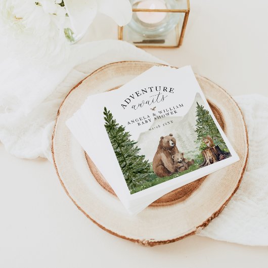 冒険が赤ちゃん男女兼用のシャワーを待つ スタンダードカクテルナプキン