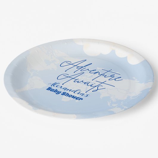 冒険が赤ちゃん男女兼用のシャワーを待つ ペーパープレート (アングル)