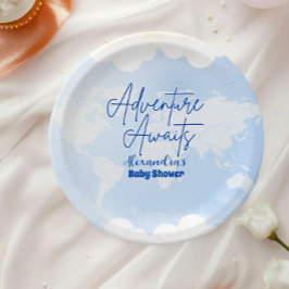 冒険が赤ちゃん男女兼用のシャワーを待つ ペーパープレート