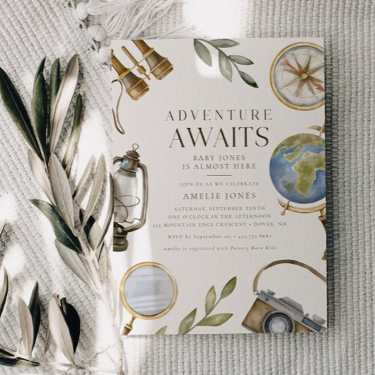 冒険が赤ちゃん男女兼用のシャワーを待つ 招待状