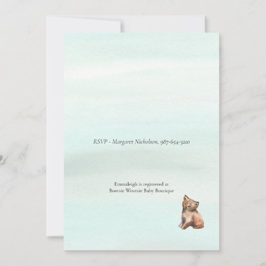 冒険が赤ちゃん素朴のシャワーを開く | Lynx 招待状 (裏面)