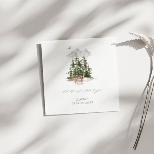 冒険が野生の森の赤ちゃん親愛のシャワーを待つ スタンダードカクテルナプキン