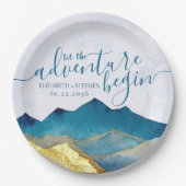冒険が青い金ゴールド山結婚の ペーパープレート (正面)