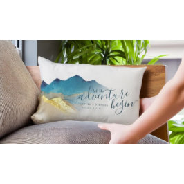 冒険が青い金ゴールド山結婚の ランバークッション