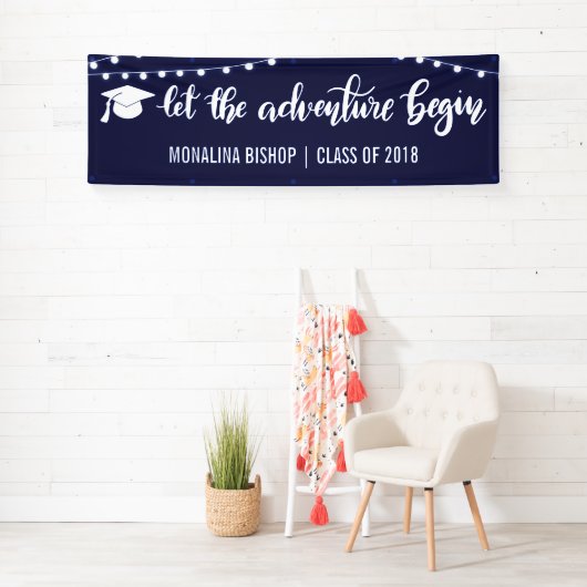 冒険が|の青の卒業生|ライトを始めるようにして下さい 横断幕 (インサイチュ)