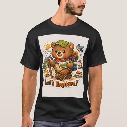 冒険くまステッカー Tシャツ (正面)
