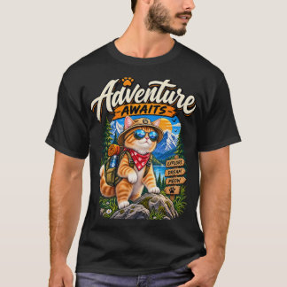 冒険するネコのエクスプローラーTシャツ - かわいいアウトドアな猫 Tシャツ