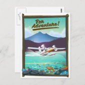 冒険だ！海飛行機旅行ポスター ポストカード (正面/裏面)