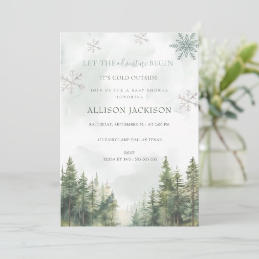 冒険に森の男の子の赤ちゃんシャワーを始める 招待状 (スタンド正面)