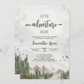 冒険に赤ちゃんシャワーを男女兼用始めよう 招待状 (正面/裏面)