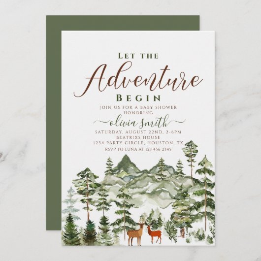 冒険に赤ちゃんシャワーを男女兼用始めよう 招待状 (正面/裏面)