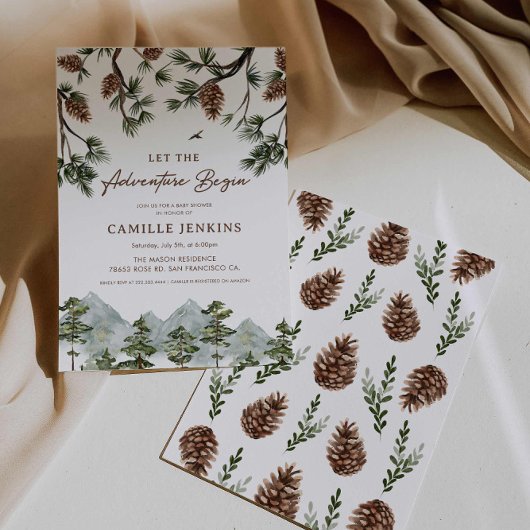 冒険に赤ちゃんシャワーを素朴始めよう 招待状