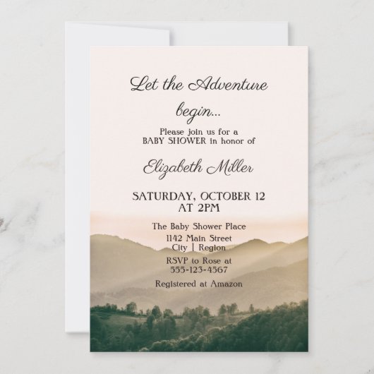 冒険に赤ん坊のシャワーを男女兼用始めさせる 招待状 (正面)