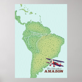 冒険のためのブラジルアマゾン熱帯雨林地図 ポスター