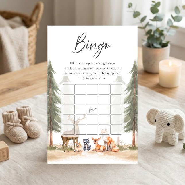 冒険のはじまり 森の動物たち シャワービンゴゲーム (Let the Adventure Begin Woodland Animals Baby Shower Bingo Game)