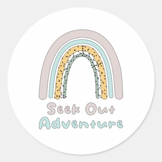 冒険のカラフルやる気を起こさせる虹を求める ラウンドシール (正面)