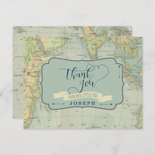 冒険のベビーシャワーのサンキューカード サンキューカード (正面/裏面)