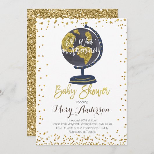 冒険のベビーシャワーの招待状の男の子 招待状 (正面/裏面)