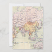 冒険のベビーシャワーの赤い花の地図旅行世界 招待状 (裏面)