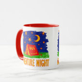 冒険の夜のキャンプテントの子供の絵 マグカップ (正面左)