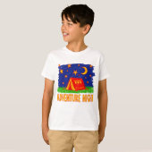 冒険の夜のキャンプテントの子供の絵 Tシャツ (正面フル)