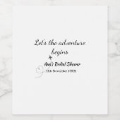 冒険の始まりを祝う ブライダルシャワーに名前を添えて ワインラベル (シングルラベル)