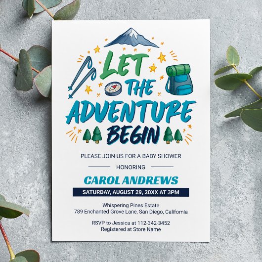 冒険の始まり！キャンピングベビーシャワー 招待状