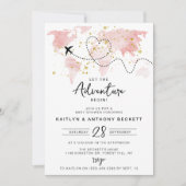 「冒険の始まり！」トラベルマップベビーシャワー 招待状 (正面)