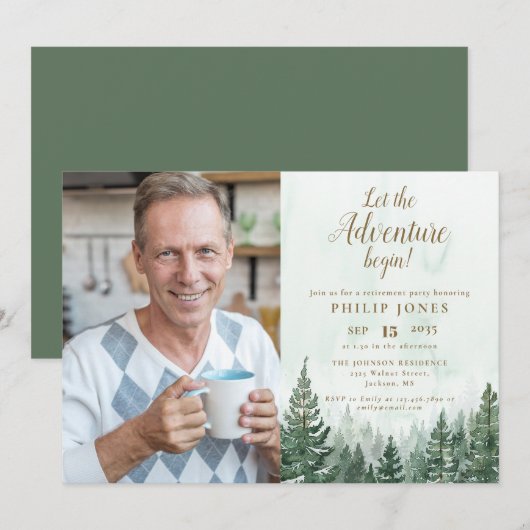 冒険の始まり フォレスト フォト 引退 招待状 (正面/裏面)