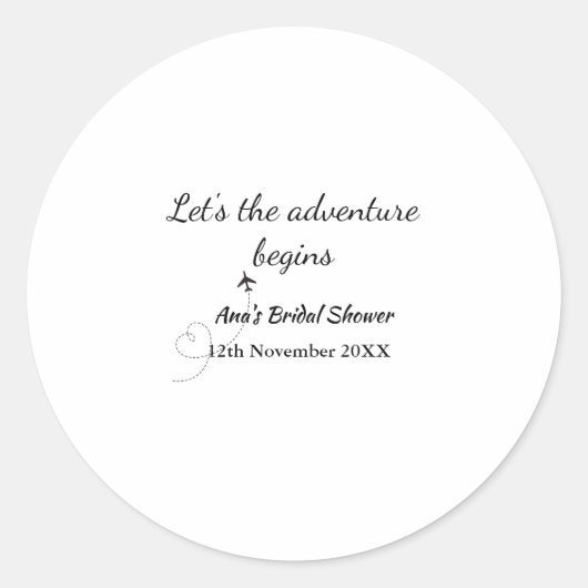 冒険の始まり ブライダルシャワー 追加名 D ラウンドシール (正面)
