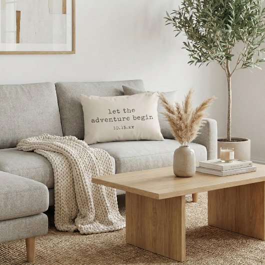 冒険の始まり ミニマリストスタイルの結婚記念日の引用 アクセントクッション