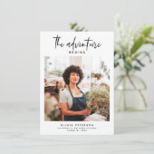 「冒険の始まり」モダン写真 卒業証書 招待状 (スタンド正面)